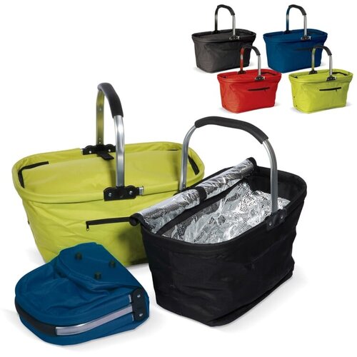 Picknickmand 2-in-1 Koeltas LT91498 met aluminium frame, opvouwbaar ontwerp en isolerende voering bedrukken met logo