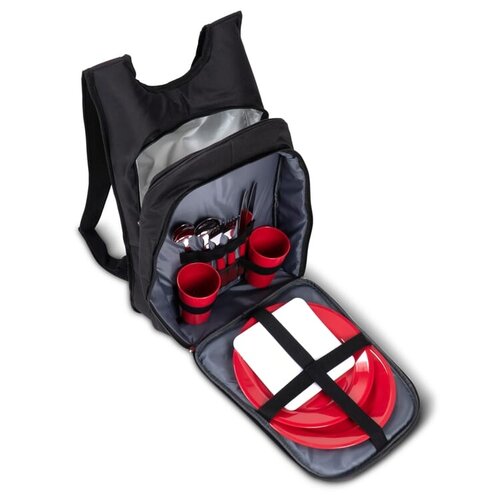 Picknick rugzak LT95906 – geïsoleerde rugzak met bestekset voor 2 personen, reflecterende details en koelvak, ideaal voor outdoor promoties