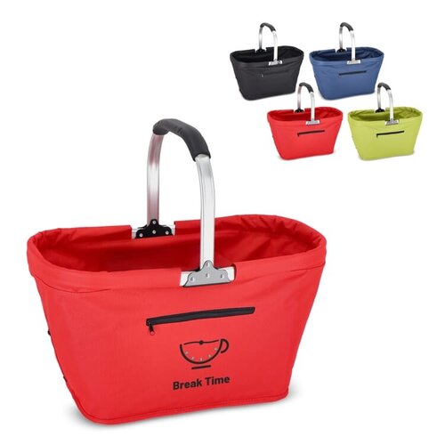 Picknickmand opvouwbaar 600D LT91474 – stevige opvouwbare mand van polyester, duurzaam en bedrukt met logo, ideaal voor zomerse promoties