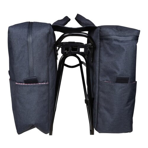Dubbele fietstas R-PET LT95902 – duurzame fietstas van gerecycled polyester met koelvak en picknickset, ideaal als milieuvriendelijk relatiegeschenk