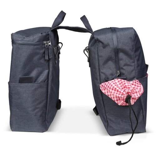 Dubbele fietstas R-PET LT95902 – duurzame fietstas van gerecycled polyester met koelvak en picknickset, ideaal als milieuvriendelijk relatiegeschenk
