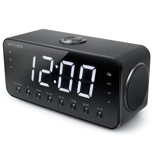 Muse wekkerradio FM groot scherm LT55003 – design wekkerradio met USB-oplaadpunt en dimbaar LED-display, ideaal als modern relatiegeschenk