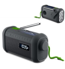 Muse radio Bluetooth solar LT55019 – draagbare radio met zonnepaneel, opwindfunctie en powerbank, ideaal als duurzaam outdoor relatiegeschenk