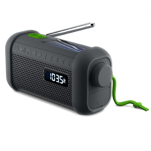 Muse radio Bluetooth solar LT55019 – draagbare radio met zonnepaneel, opwindfunctie en powerbank, ideaal als duurzaam outdoor relatiegeschenk