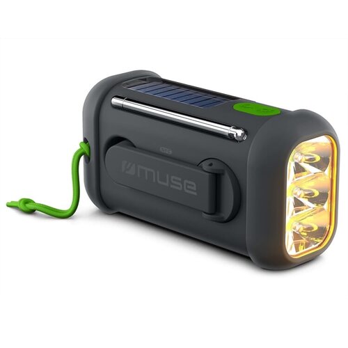 Muse radio Bluetooth solar LT55019 – draagbare radio met zonnepaneel, opwindfunctie en powerbank, ideaal als duurzaam outdoor relatiegeschenk
