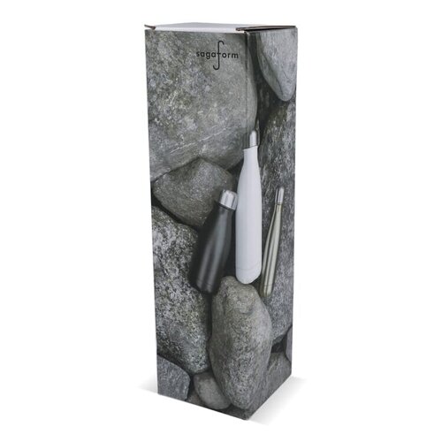 Sagaform Nils stalen fles chroom 500 ml met logo – duurzaam relatiegeschenk