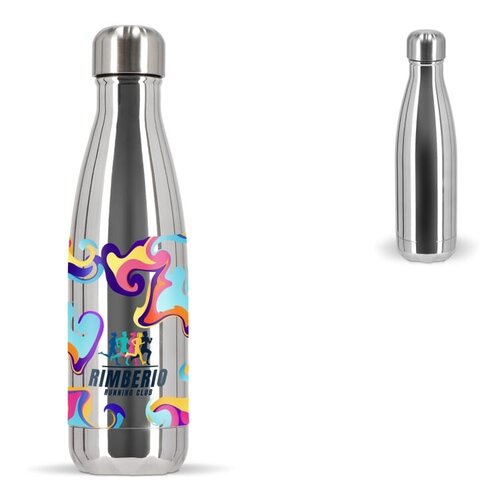 Sagaform Nils stalen fles chroom 500 ml met logo – duurzaam relatiegeschenk