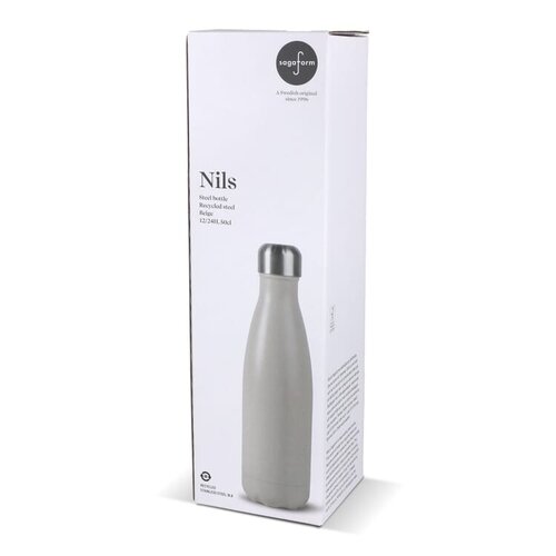 Sagaform Nils stalen fles gepoedercoat 500 ml met logo – duurzaam relatiegeschenk