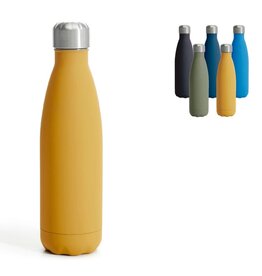 Sagaform Nils stalen fles rubber 500 ml met logo – duurzaam relatiegeschenk