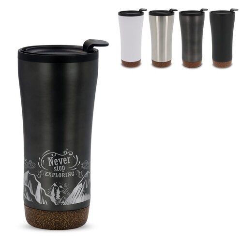 Dubbelwandige thermobeker met kurk onderzijde 480 ml met logo – duurzaam relatiegeschenk