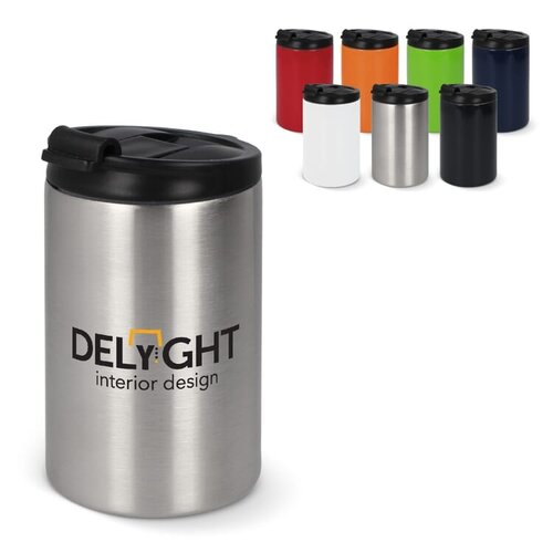 Thermobeker Leak-Free 200ml LT98818 – compacte dubbelwandige lekvrije thermobeker in blikformaat, ideaal duurzaam relatiegeschenk voor onderweg