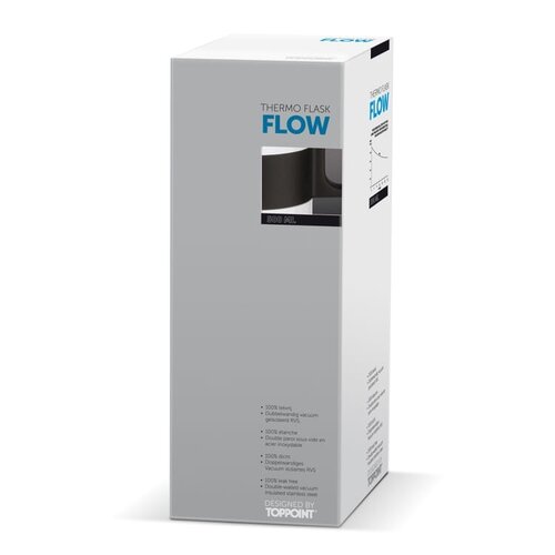 Thermofles Flow met handvat 500ml LT98784 – dubbelwandige RVS thermofles, vacuüm geïsoleerd en lekvrij, ideaal duurzaam relatiegeschenk voor onderweg