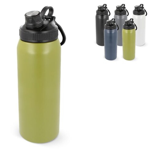 Thermofles Clark 800 ml LT98886 – dubbelwandige RVS fles met handvat, duurzaam en herbruikbaar, ideaal als premium relatiegeschenk voor onderweg
