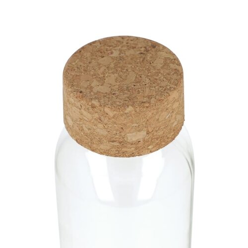 Gerecycled glazen fles 500ml met kurken dop, duurzame en elegante fles – ideaal bedrukt relatiegeschenk voor kantoor of horeca