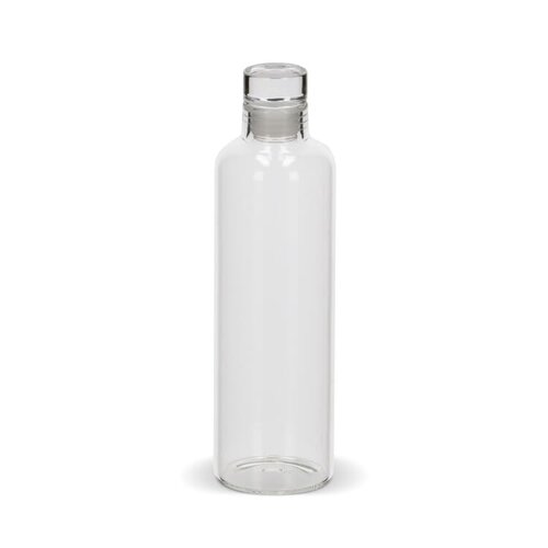 Glazen fles 500ml, duurzame borosilicaatfles met flexibele stop – elegant bedrukt relatiegeschenk voor kantoor, horeca of events
