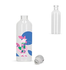 Glazen fles 750ml, duurzame borosilicaatfles met flexibele stop – elegant bedrukt relatiegeschenk voor kantoor, horeca of events