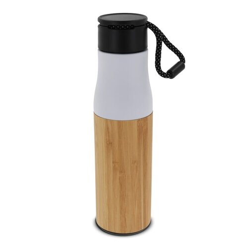 duurzame bamboe RVS thermofles met touw 500ml LT98857 bedrukt met logo – eco relatiegeschenk voor bedrijven
