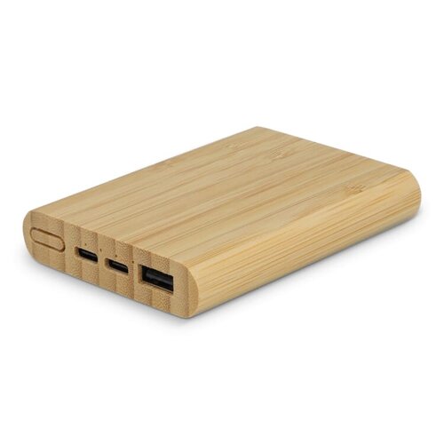 duurzame bamboe powerbank 5000mAh LT95513 bedrukt met logo – eco technologisch relatiegeschenk voor bedrijven