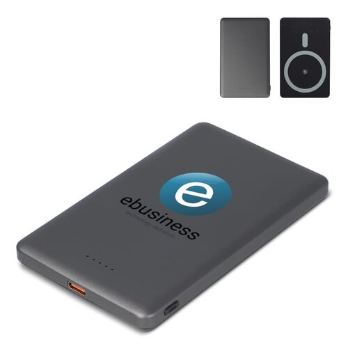 Nexus draadloze MagSafe powerbank 5000mAh LT95510 van gerecycled ABS bedrukt met logo – duurzaam technologisch relatiegeschenk voor bedrijven