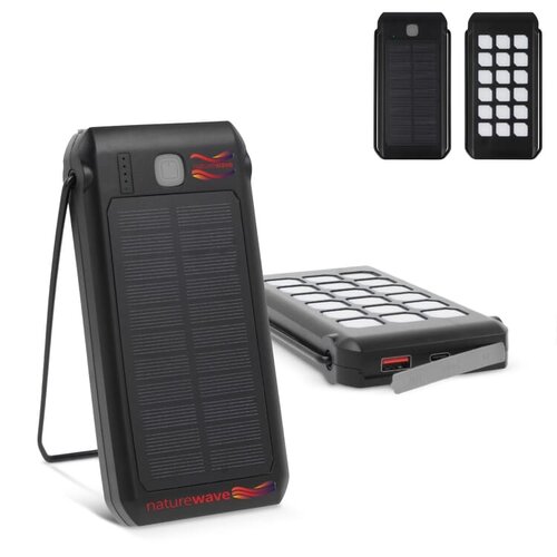 duurzame solar powerbank Quest 10000mAh LT95504 bedrukt met logo – eco technologisch relatiegeschenk voor bedrijven