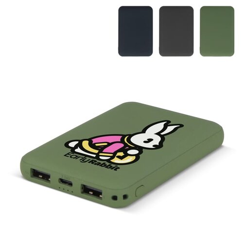 duurzame powerbank Rock 5000mAh LT95500 van gerecycled ABS bedrukt met logo – eco technologisch relatiegeschenk voor bedrijven