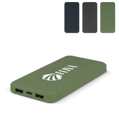 duurzame powerbank Rock 10000mAh LT95501 van gerecycled ABS bedrukt met logo – eco technologisch relatiegeschenk voor bedrijven