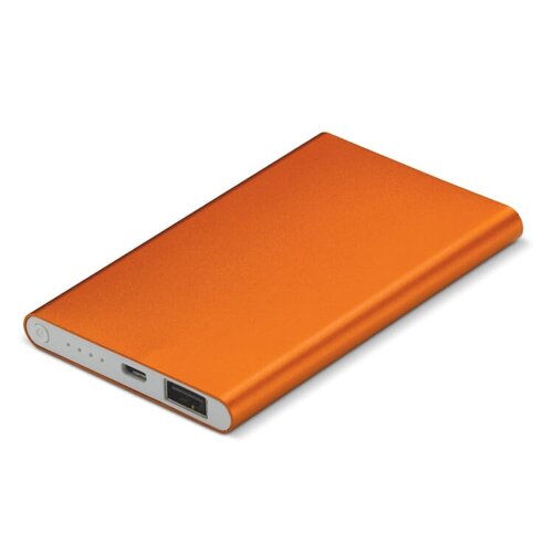 platte aluminium powerbank Slim 4000mAh LT91174 bedrukt met logo – technologisch relatiegeschenk voor bedrijven