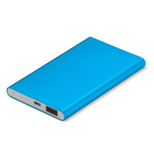 platte aluminium powerbank Slim 4000mAh LT91174 bedrukt met logo – technologisch relatiegeschenk voor bedrijven