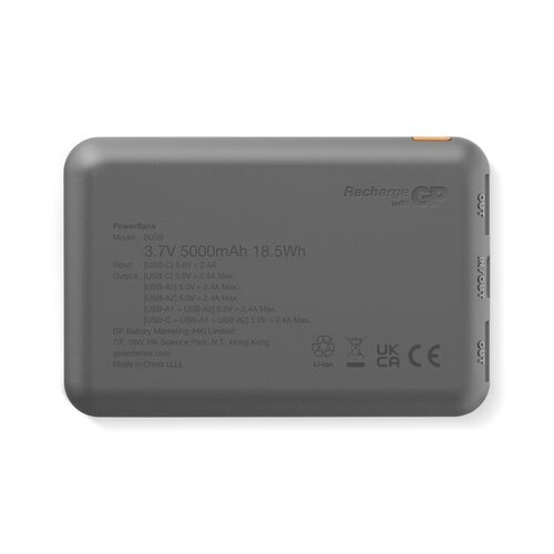 GP B+ Series powerbank 5000mAh LT45101 bedrukt met logo – betrouwbaar technologisch relatiegeschenk voor bedrijven
