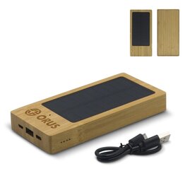 DeBle Powerbank Bamboe met Zonne Energie 8000mAh LT91276 bedrukken met logo
