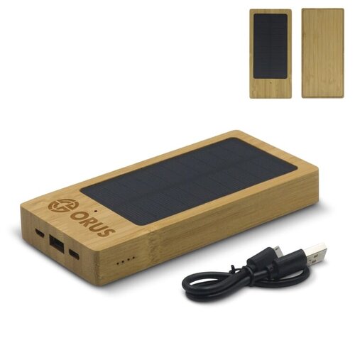 DeBle Powerbank Bamboe met Zonne Energie 8000mAh LT91276 bedrukken met logo