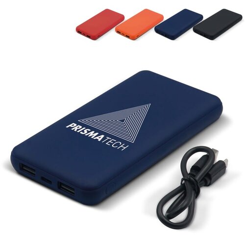 Elite Rubberized Powerbank 8000mAh LT95087 bedrukt met logo – stijlvol technologisch relatiegeschenk voor bedrijven