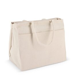 Katoenen tote met rits OEKO-TEX® 320g, duurzame shopper met binnenvakken – stijlvol bedrukt relatiegeschenk voor dagelijks gebruik