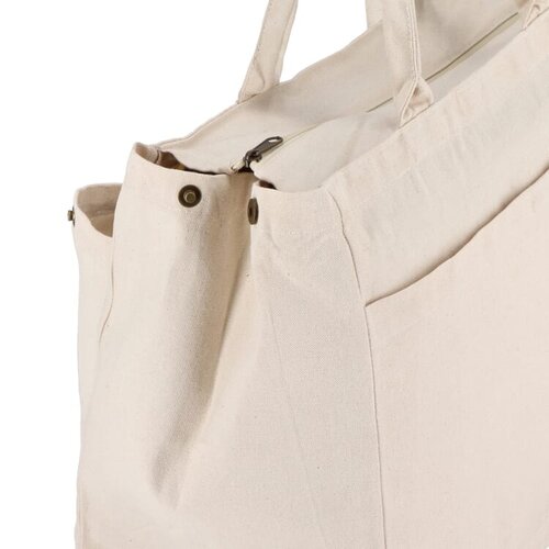 Katoenen tote met rits OEKO-TEX® 320g, duurzame shopper met binnenvakken – stijlvol bedrukt relatiegeschenk voor dagelijks gebruik