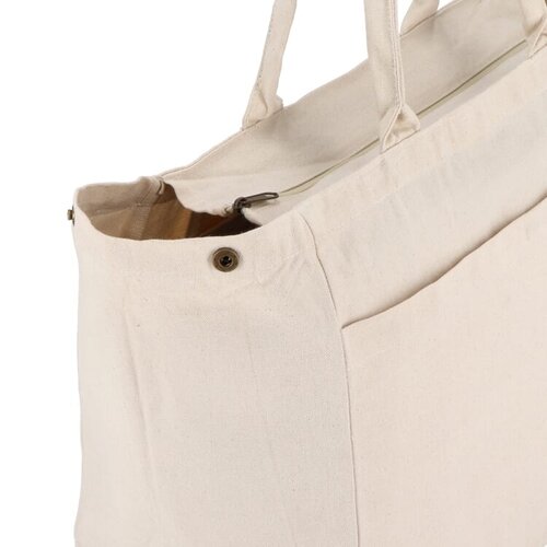 Katoenen tote met rits OEKO-TEX® 320g, duurzame shopper met binnenvakken – stijlvol bedrukt relatiegeschenk voor dagelijks gebruik