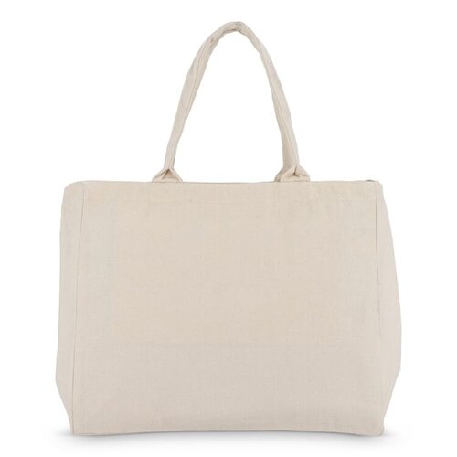 Katoenen tote met rits OEKO-TEX® 320g, duurzame shopper met binnenvakken – stijlvol bedrukt relatiegeschenk voor dagelijks gebruik