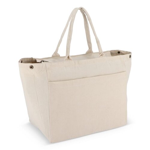 Katoenen tote met rits OEKO-TEX® 320g, duurzame shopper met binnenvakken – stijlvol bedrukt relatiegeschenk voor dagelijks gebruik