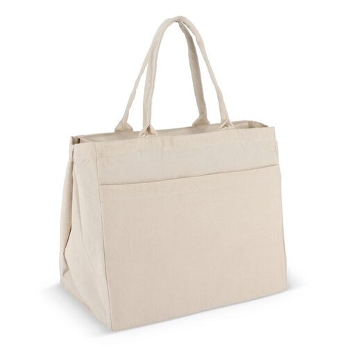 Katoenen tote met rits OEKO-TEX® 320g, duurzame shopper met binnenvakken – stijlvol bedrukt relatiegeschenk voor dagelijks gebruik