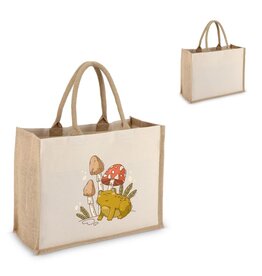 Jute-katoen tote OEKO-TEX® 320g, duurzame canvas tas met jute details – milieuvriendelijk bedrukt relatiegeschenk voor retail en dagelijks gebruik
