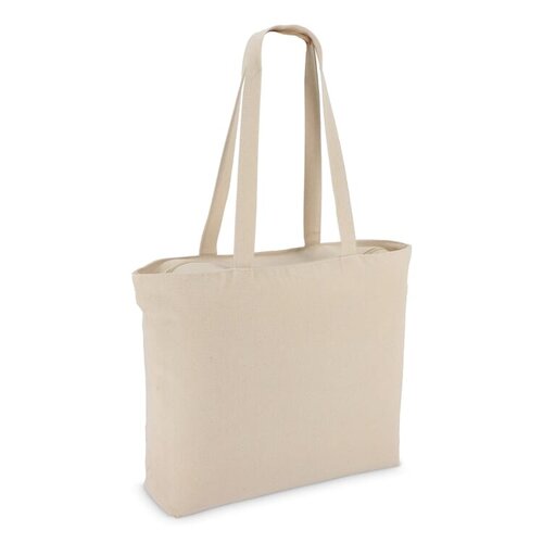 Katoenen tote met rits OEKO-TEX® 320g, duurzame canvas tas met veilige sluiting – milieuvriendelijk bedrukt relatiegeschenk voor dagelijks gebruik