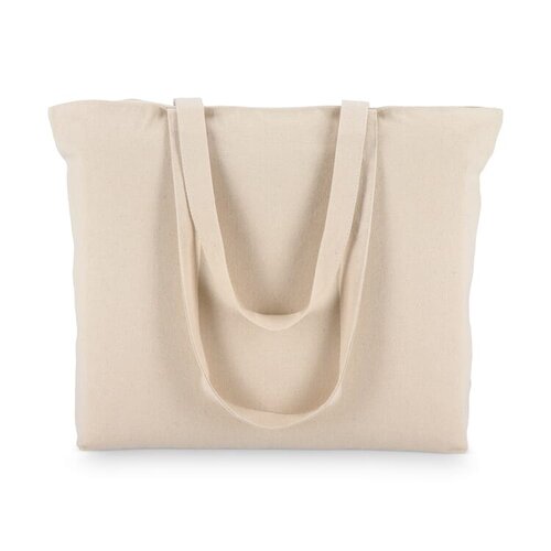 Katoenen tote met rits OEKO-TEX® 320g, duurzame canvas tas met veilige sluiting – milieuvriendelijk bedrukt relatiegeschenk voor dagelijks gebruik