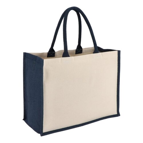 Jute-katoen tote OEKO-TEX® 320g met accentkleuren – duurzame canvas tas als bedrukt relatiegeschenk voor retail, events en dagelijks gebruik