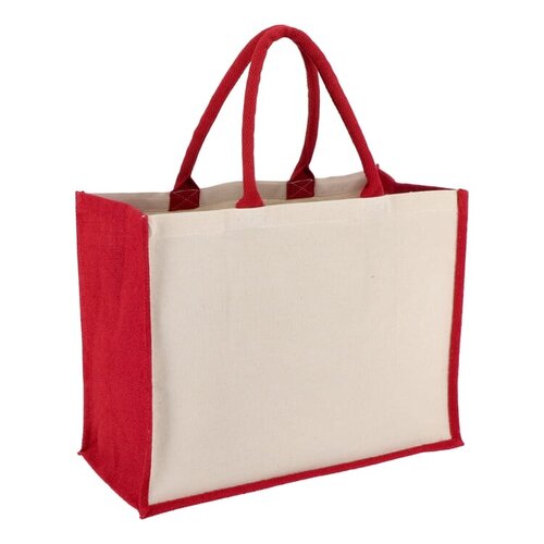 Jute-katoen tote OEKO-TEX® 320g met accentkleuren – duurzame canvas tas als bedrukt relatiegeschenk voor retail, events en dagelijks gebruik
