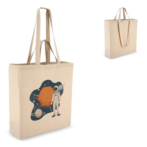 Katoenen tote OEKO-TEX® 140g naturel, duurzame tas met handvatten – milieuvriendelijk bedrukt relatiegeschenk voor retail en dagelijks gebruik