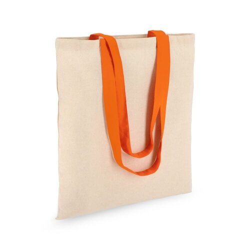 Katoenen tote OEKO-TEX® 140g met contrasterende handvatten – duurzame bedrukkbare tas als relatiegeschenk voor retail en events