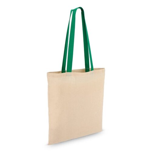Katoenen tote OEKO-TEX® 140g met contrasterende handvatten – duurzame bedrukkbare tas als relatiegeschenk voor retail en events