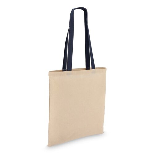 Katoenen tote OEKO-TEX® 140g met contrasterende handvatten – duurzame bedrukkbare tas als relatiegeschenk voor retail en events