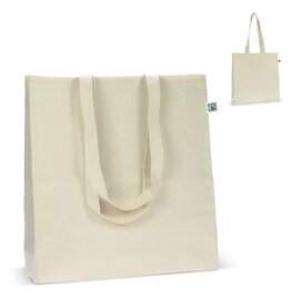 Fairtrade katoenen tas ecru 140g, duurzame tas met lange handvatten – ethisch bedrukt relatiegeschenk voor retail en promotie