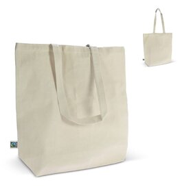 Fairtrade katoenen tas ecru 270g, stevige duurzame tas – ethisch bedrukt relatiegeschenk voor retail, beurzen en promotie