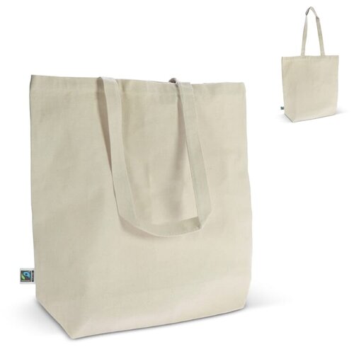Fairtrade katoenen tas ecru 270g, stevige duurzame tas – ethisch bedrukt relatiegeschenk voor retail, beurzen en promotie